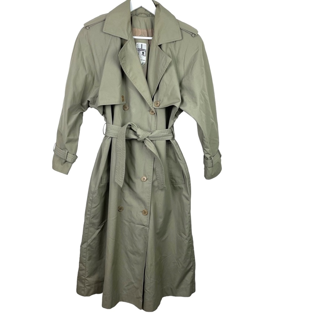 VINTAGE 80s J. Gallery Women’s Double Breasted Belted Trench Coat Size 7/8